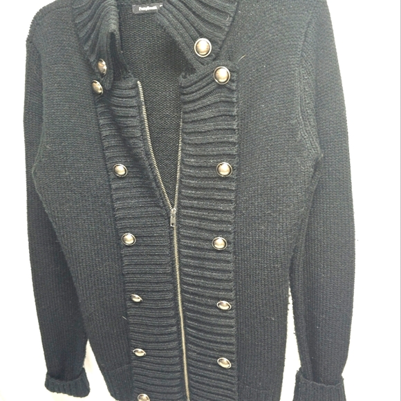 PattyBoutik Jackets & Blazers - PattyBoutik Dark Gray Knit Top ( Medium)